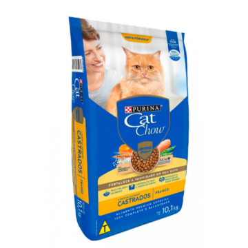 Ração Cat Chow Adultos Castrados sabor Frango- 10Kg Purina